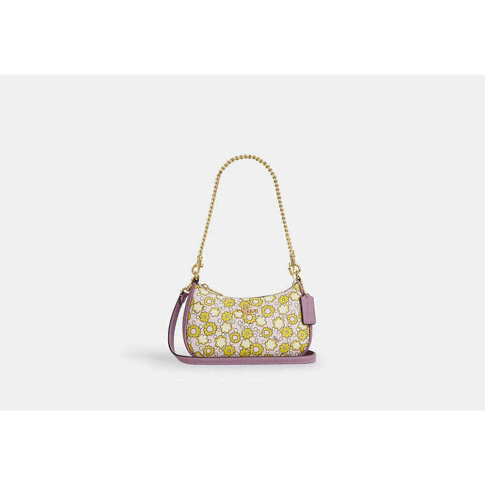 NWT Coach Teri Mini Crossbody Bag With Floral Print Purple Green Purse